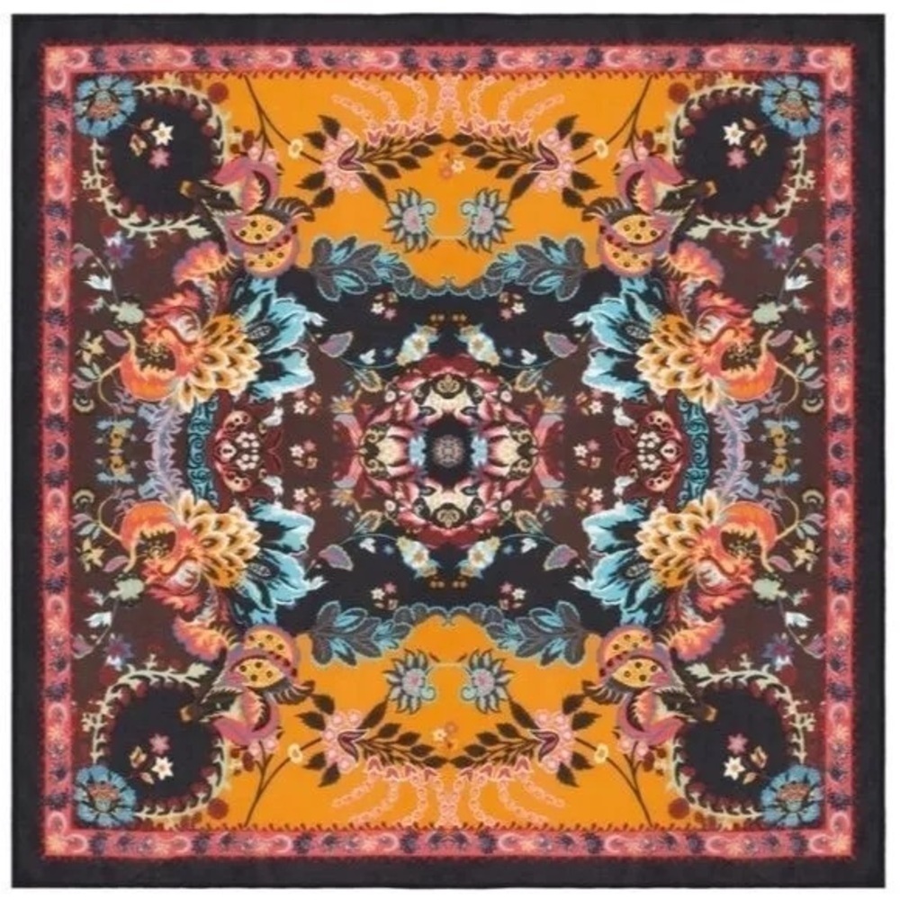 VISMAYA Rhapsody Square Oversized Rayon Scarf Bold Graphic Abstract Print 25x25